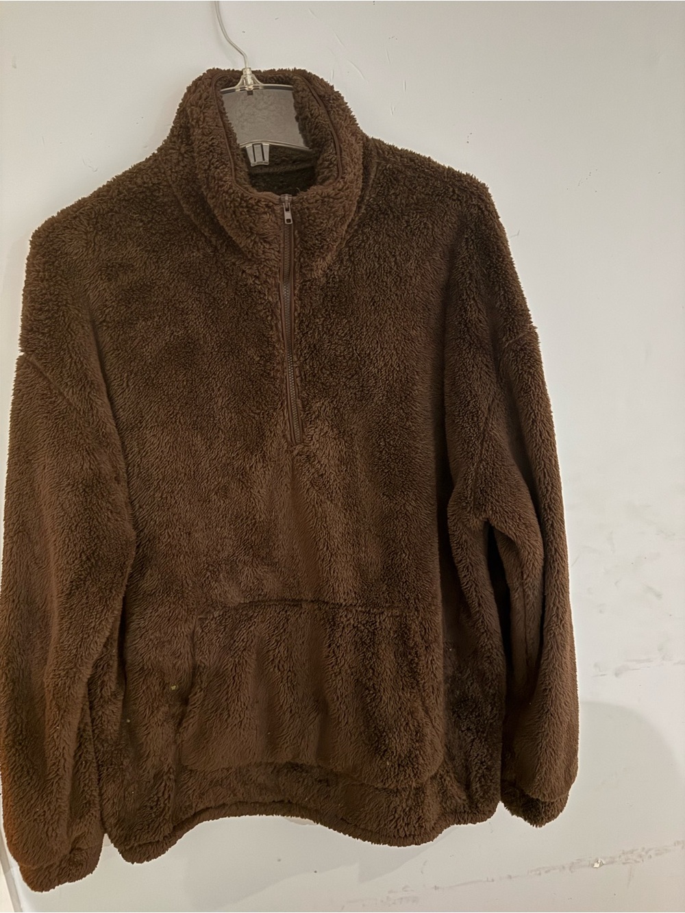 Ardene Brown Plush Teddy Half-Zip Jacket